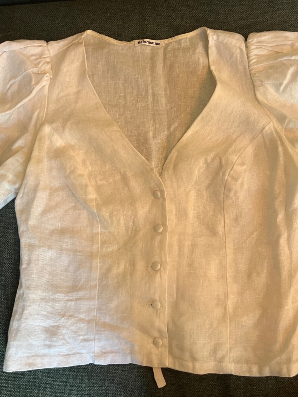Reformation Miriam Linen Top white sz 6
